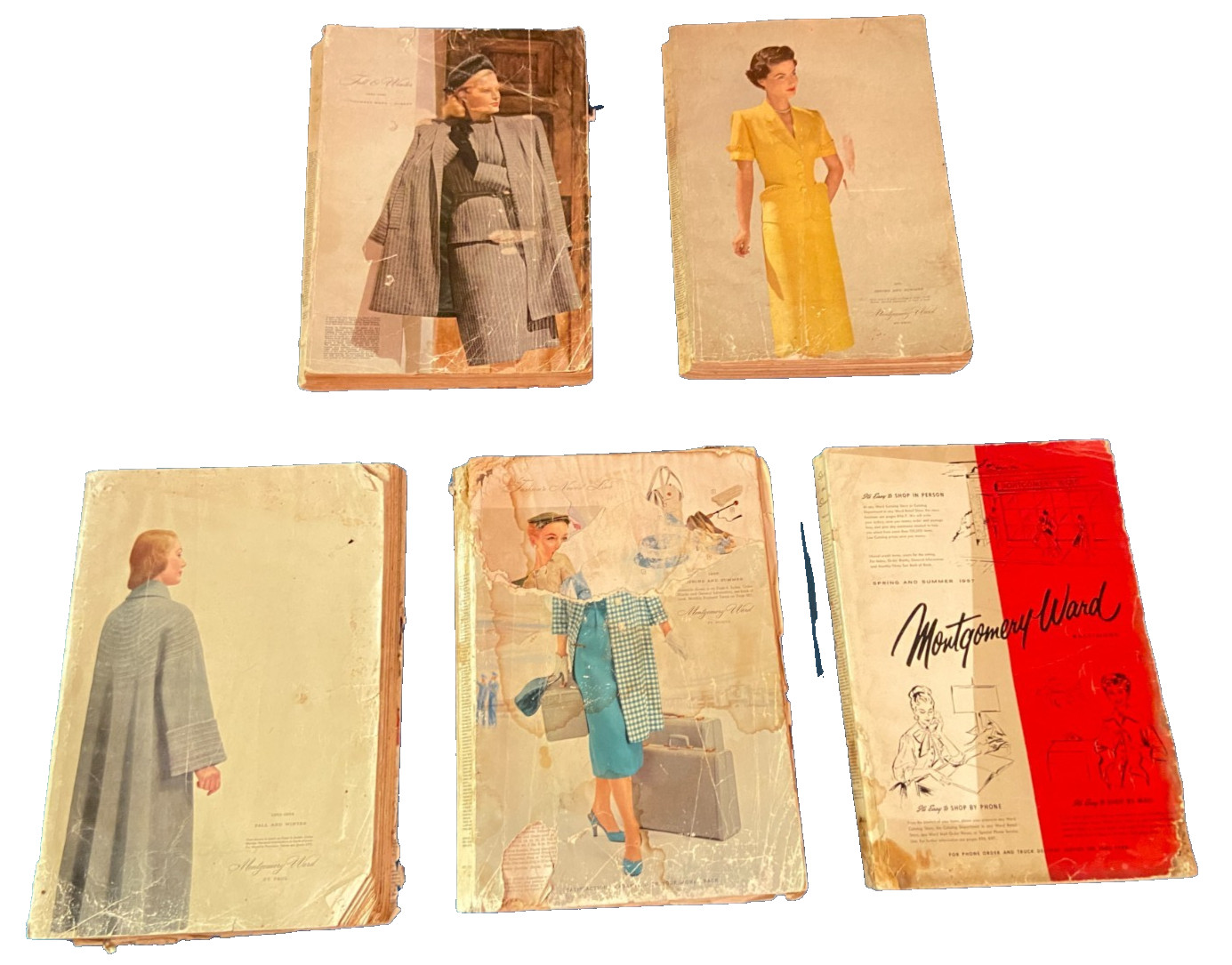 Vtg Montgomery Ward Catalog Lot 5 1946 1951 1953 1956 1957 40s 50s Mid Century