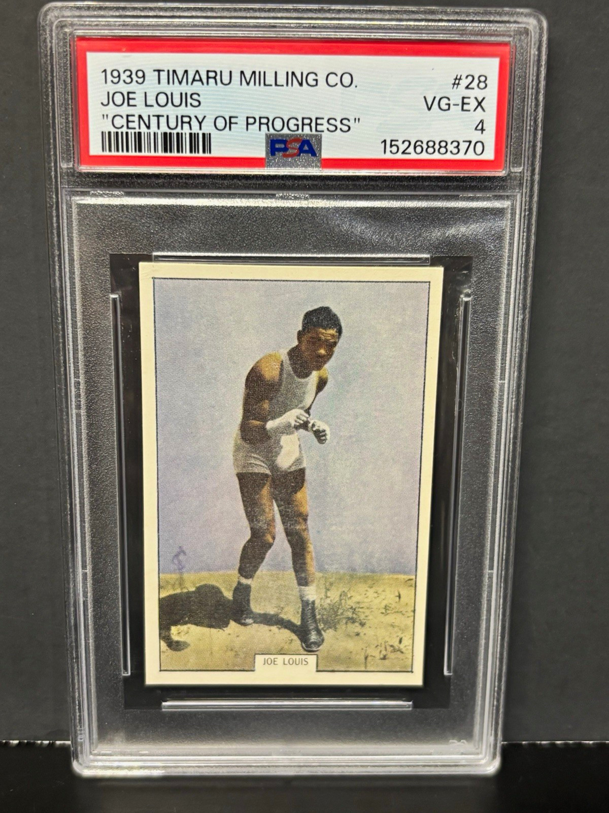 1939 Timaru Milling Co. Century of Progress #28 Joe Louis Boxing Card PSA 4
