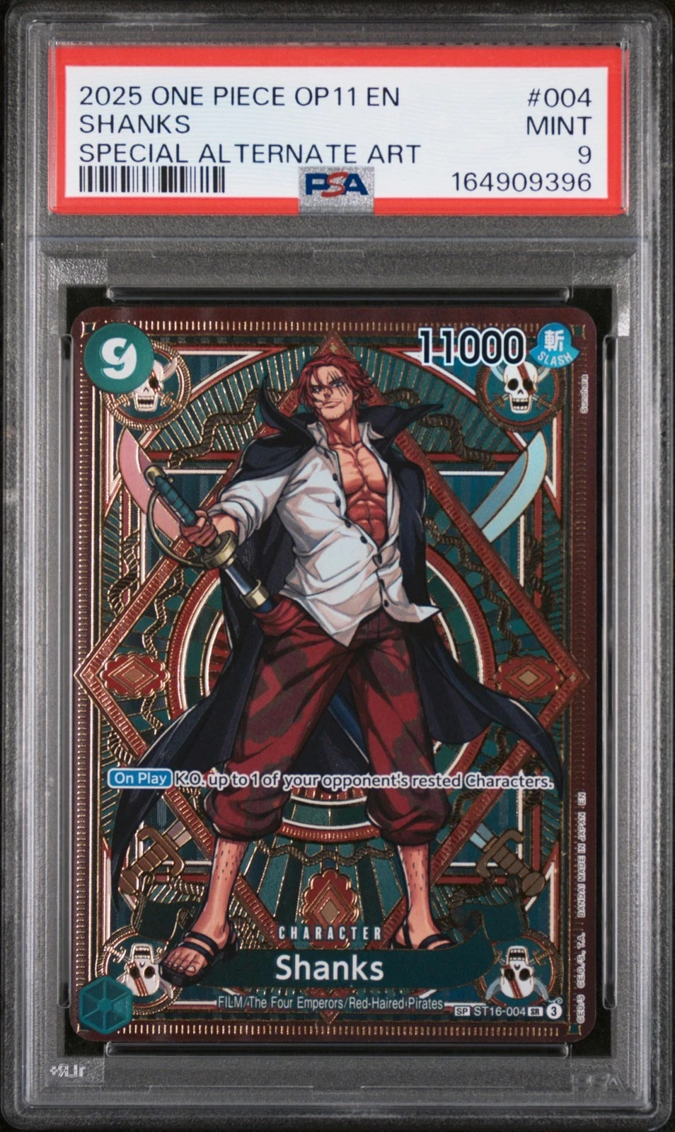2025 ONE PIECE OP11-A FIST OF DIVINE SPEED SPECIAL ALTERNATE ART SHANKS 