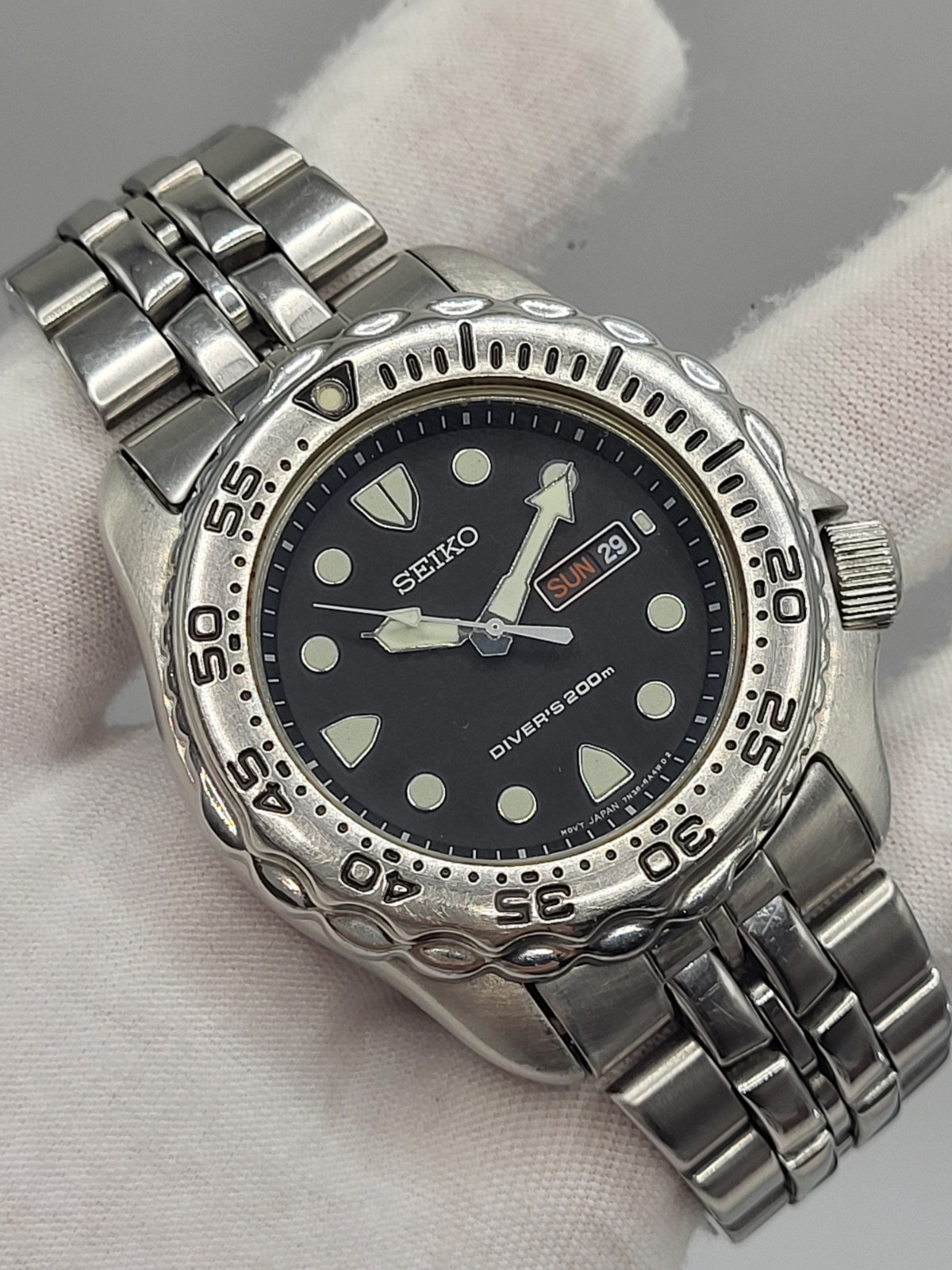 JAPAN [N. MINT] 1995 Seiko Scuba Diver\'s Watch 7N36-6A49 sapphlex 200M 42mm 7.8\