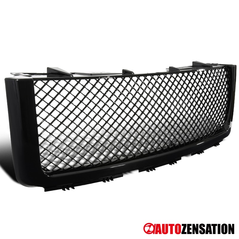 Fit 2007-2013 GMC Sierra 1500 New Body Glossy Black Mesh Front Bumper Hood Grill Fit 2007-2013 GMC Sierra 1500 New Body Glossy Black Mesh Front Bumper Hood Grill