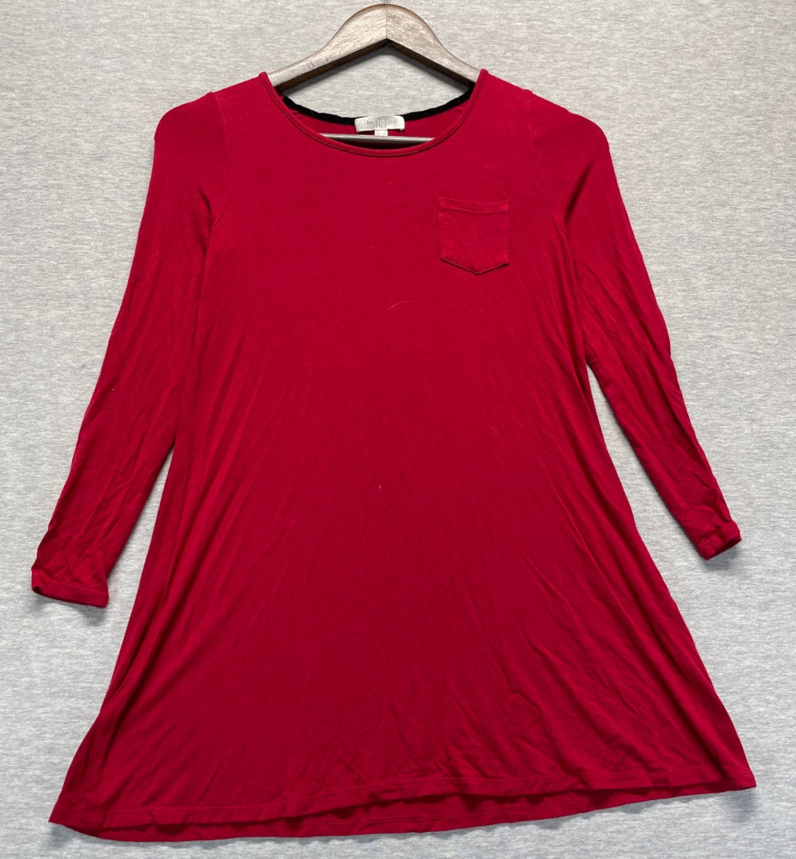 Love Fire Tunic Blouse Top Womens Red Rayon 3/4 Sleeves Round Neck Casual Wear