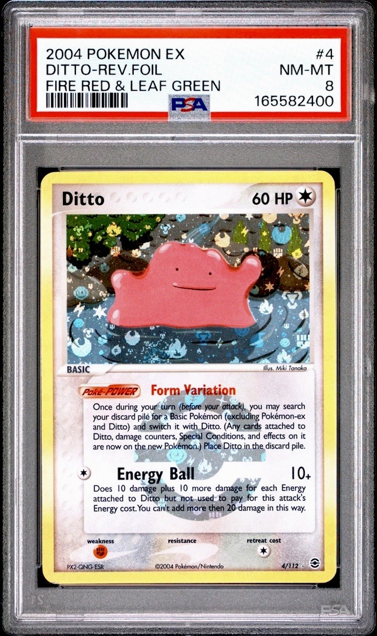 Pokemon DITTO Reverse Holo 4/112 EX Fire Red & Leaf Green PSA 8  [CLEAN]