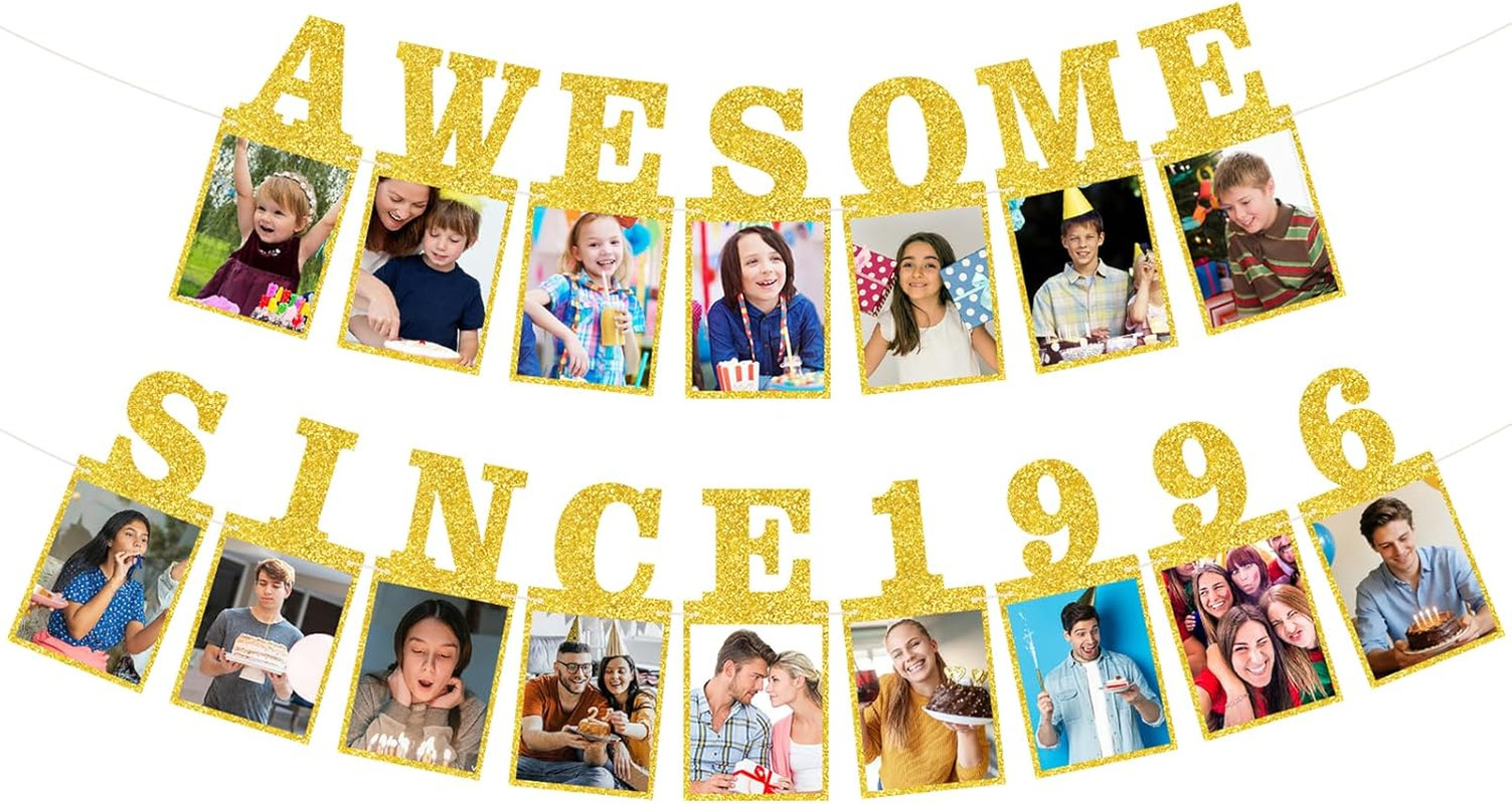 Pre-Strung Awesome Since 1996 Photo Banner Birthday Decorations Pre-Strung Awesome Since 1996 Photo Banner Birthday Decorations