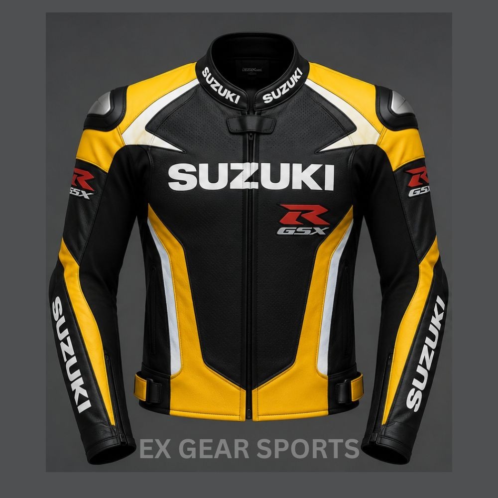 Men Suzuki GSXR Biker Motorcycle Leather Jacket Sports Motorbike Racing Jackets