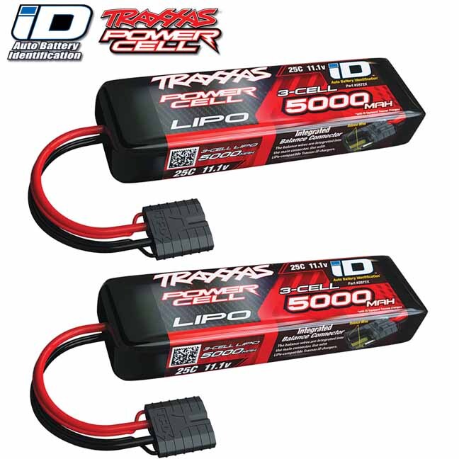 Traxxas 2872X 3S 11.1V 5000 25C LiPo Battery w/ iD Connector [ 2 Pack Combo ]