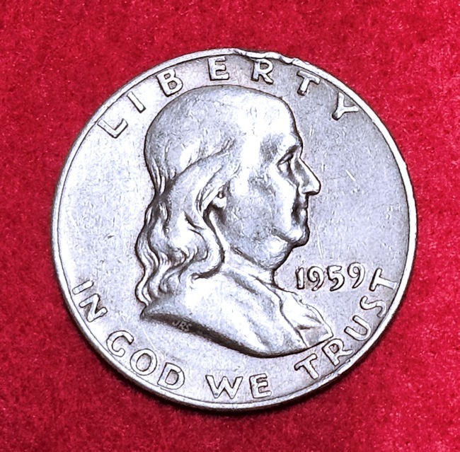 1959 Franklin Half Dollar 50C Silver 0.9 Fineness Business Strike Denver