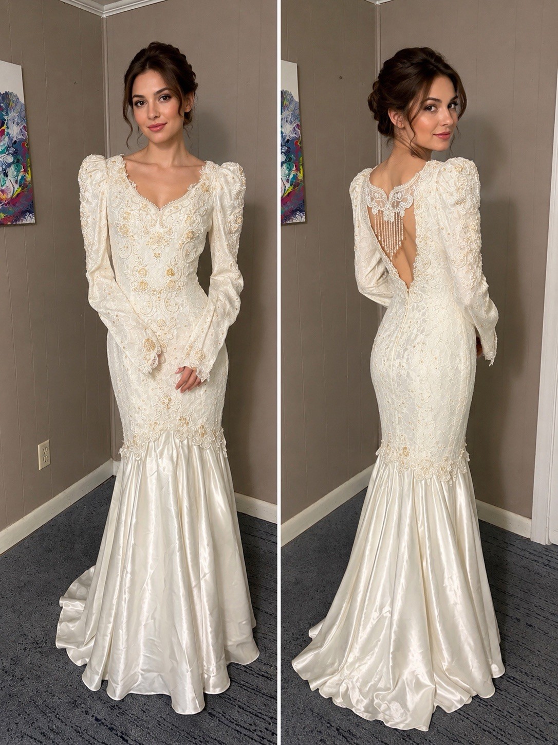 vintage 1980s Jessica McClintock mermaid wedding gown Size 8