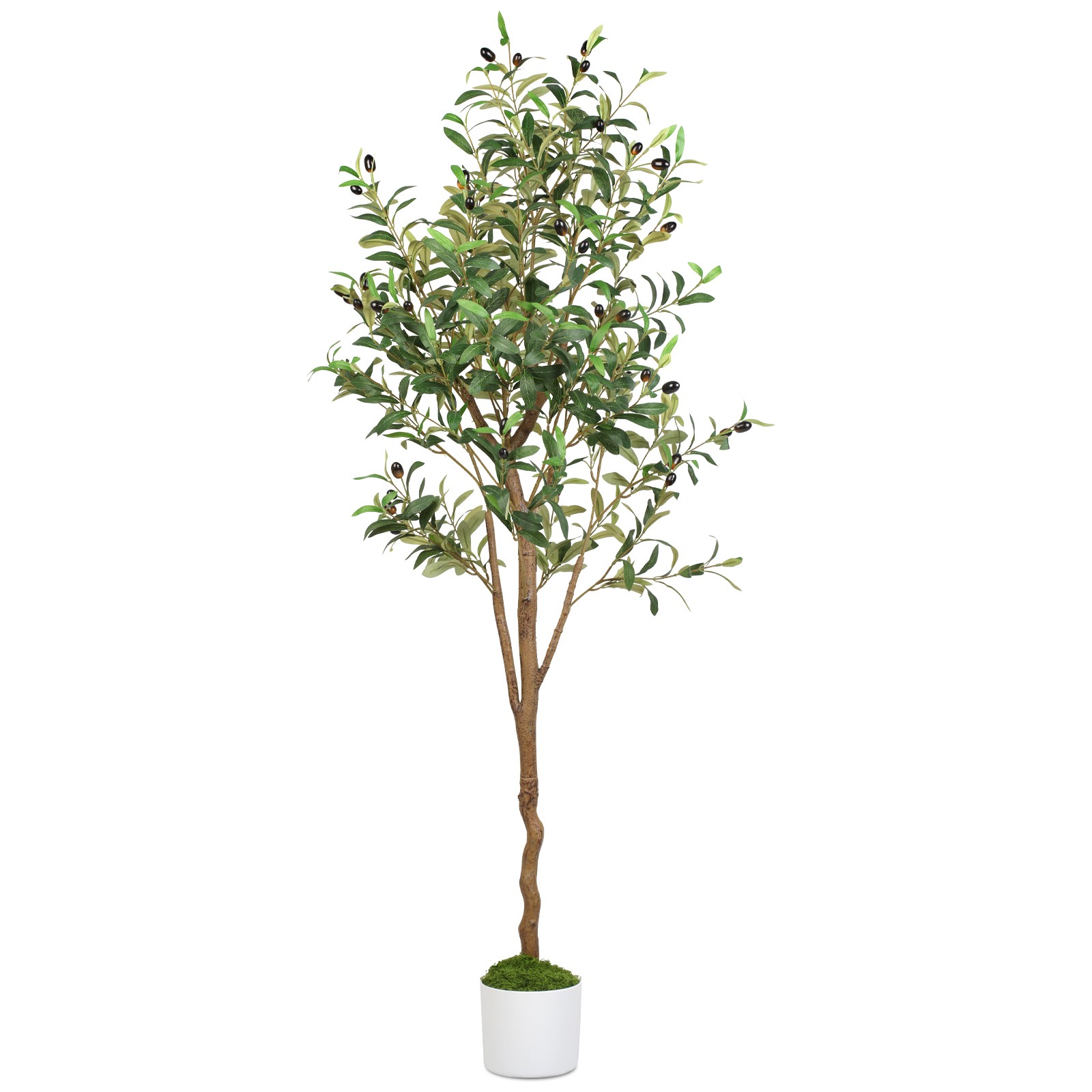 5FT Artificial Olive Tree Tall Fake Plant with White Pot for Home Office outdoor