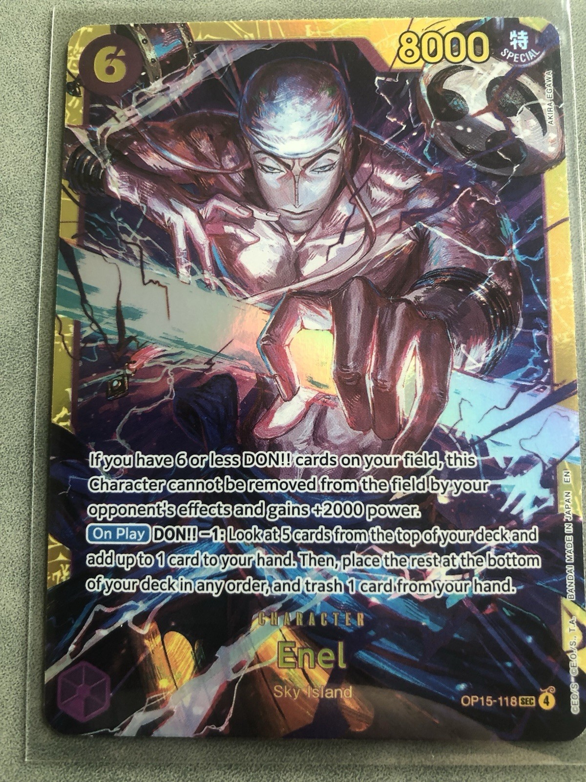Enel OP15-118 SEC – Adventure on KAMI’s Island – One Piece TCG – English – NM