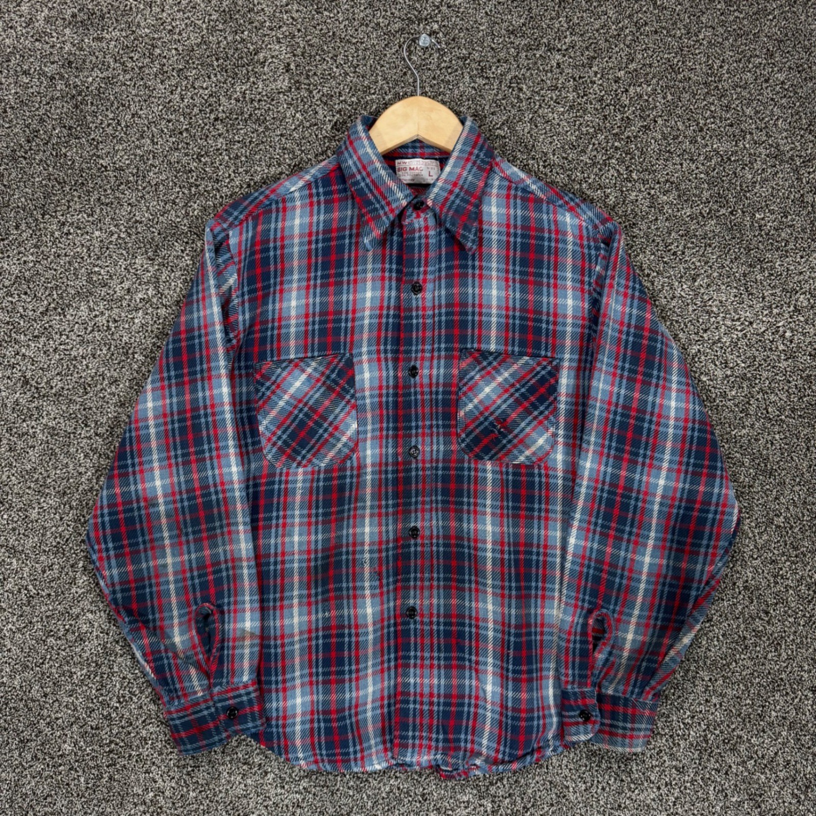 Vintage 70s Big Mac Flannel Shirt Mens L Multi Plaid Pockets JCPenney - FLAWS Vintage 70s Big Mac Flannel Shirt Mens L Multi Plaid Pockets JCPenney - FLAWS