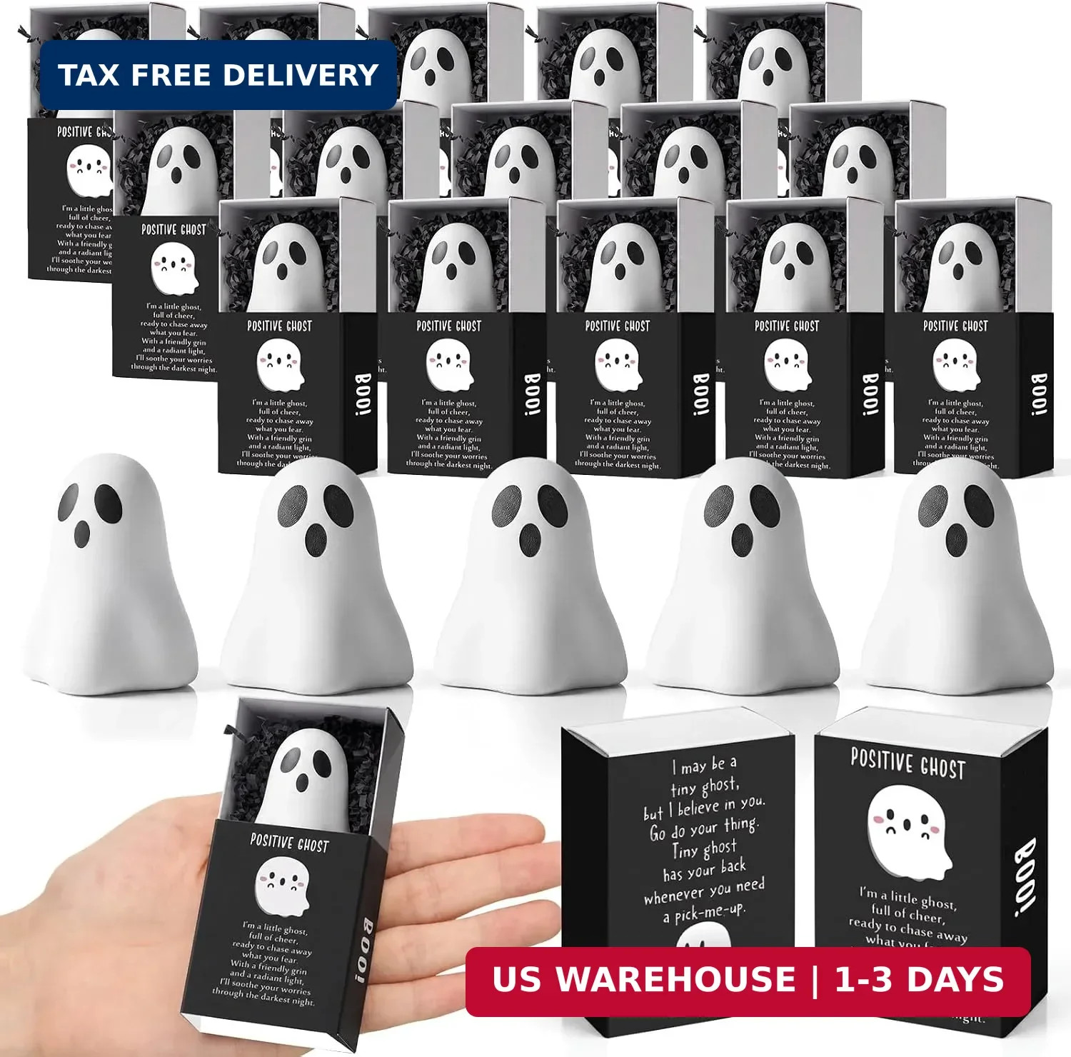 Jenaai 30 Set Halloween Positive Ghost Gifts Bulk for Coworkers Adults