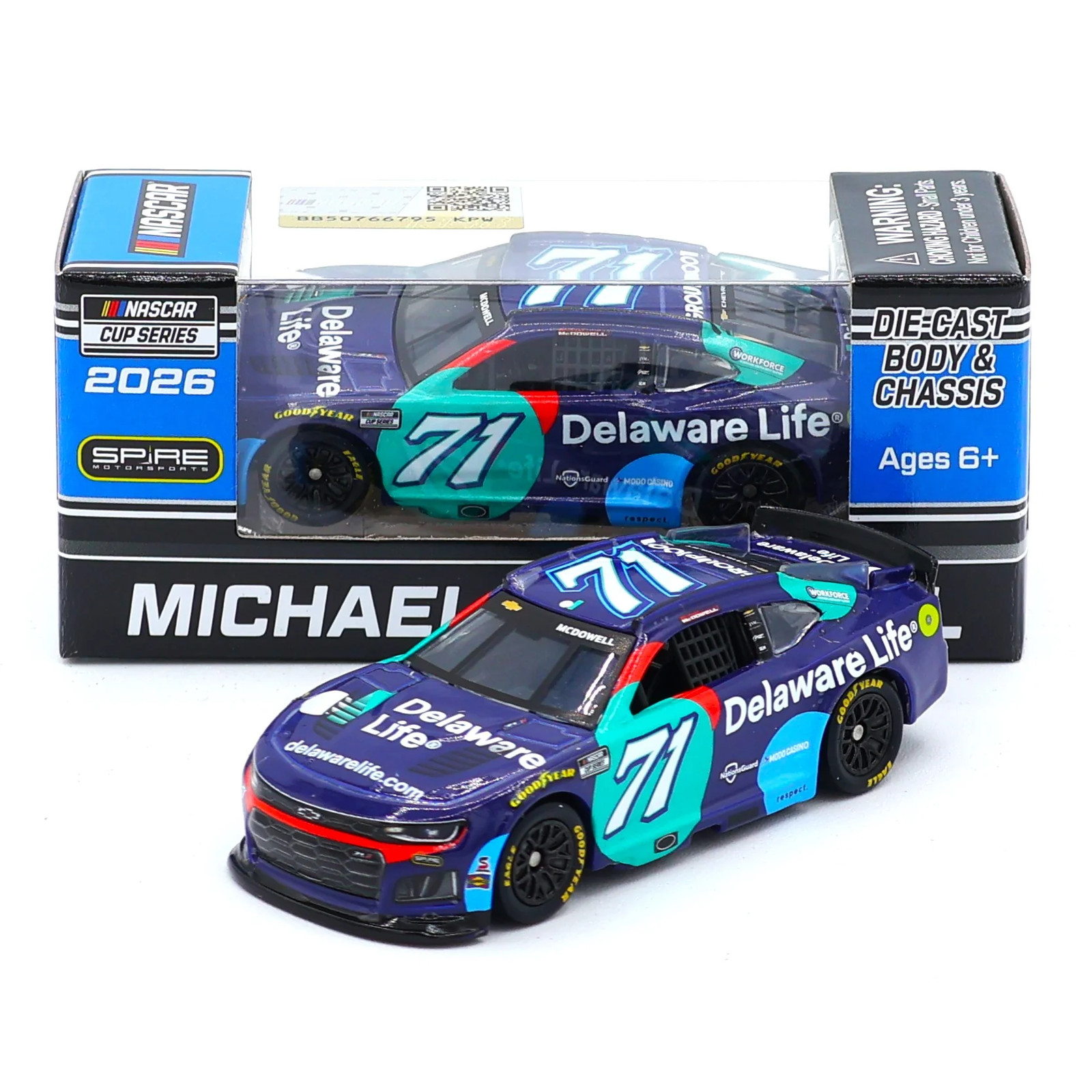 Michael McDowell 2026 Delaware Life 1:64 Nascar Diecast Michael McDowell 2026 Delaware Life 1:64 Nascar Diecast