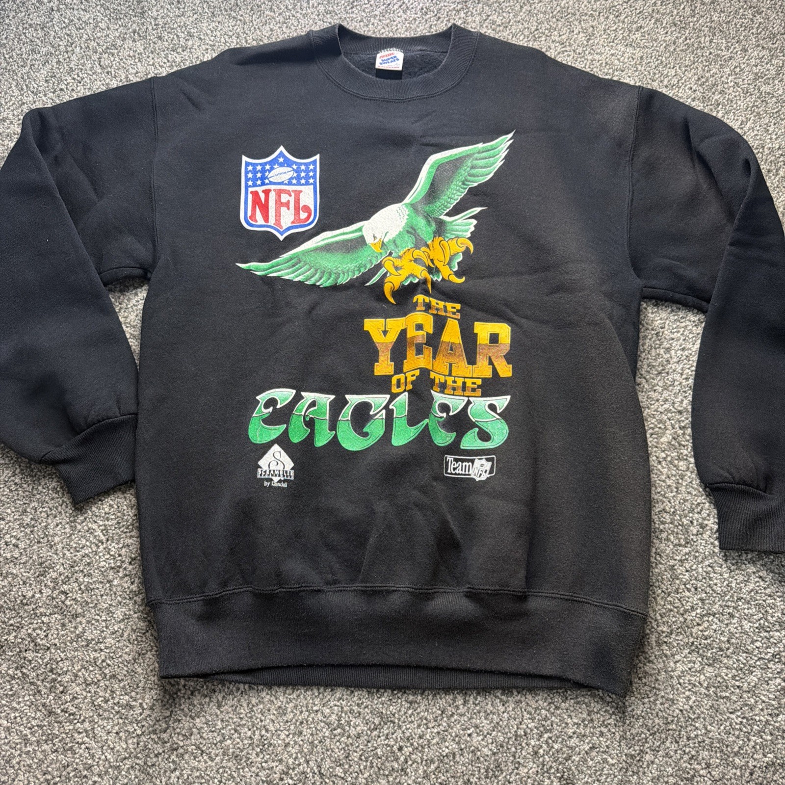 Vtg Philadelphia Eagles Crewneck Sweatshirt 1992 Black Large Great Condition