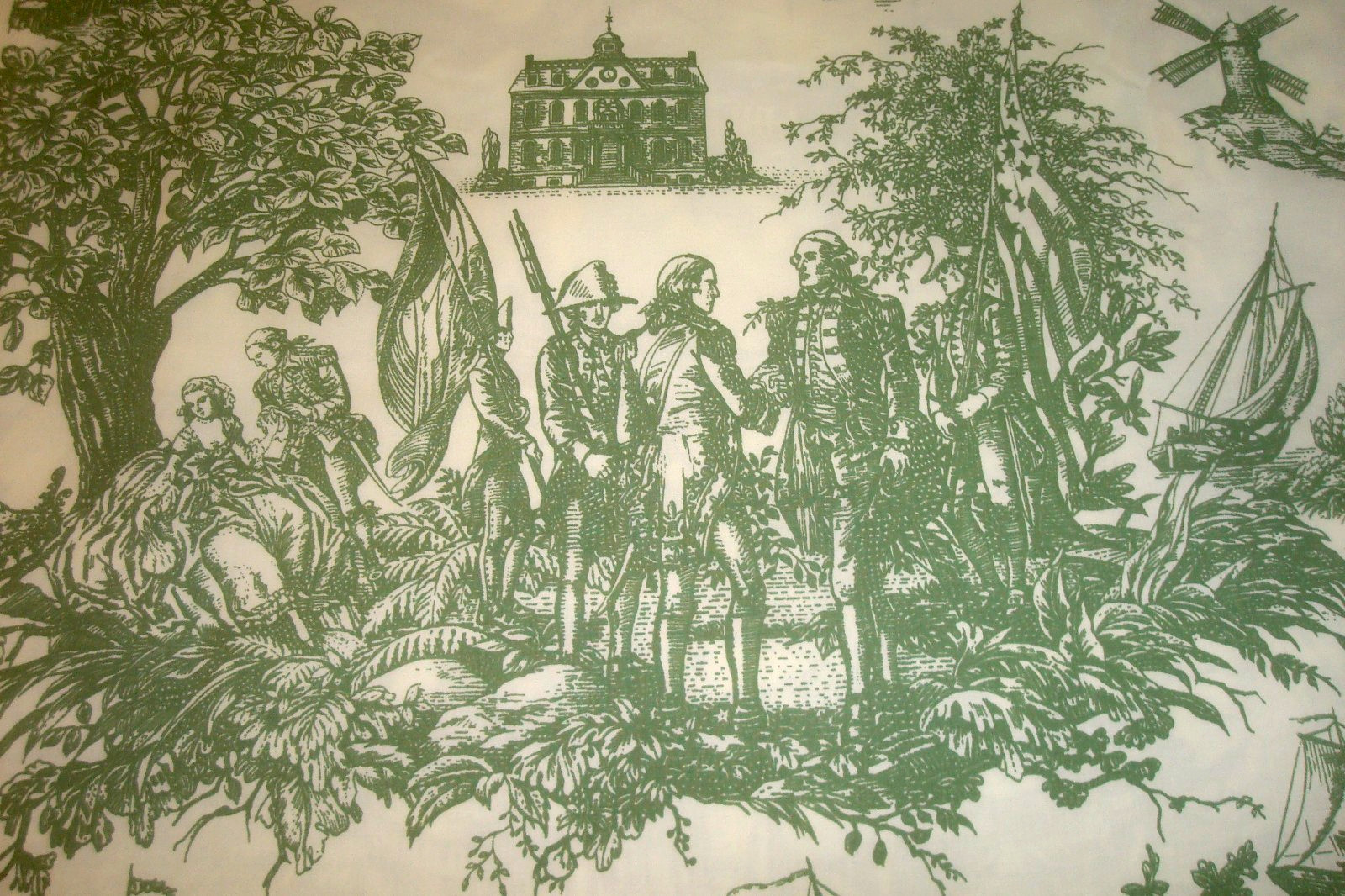 7.8 yds Schumacher Fabric Newport Toile Scenic Upholstery Pillows 35