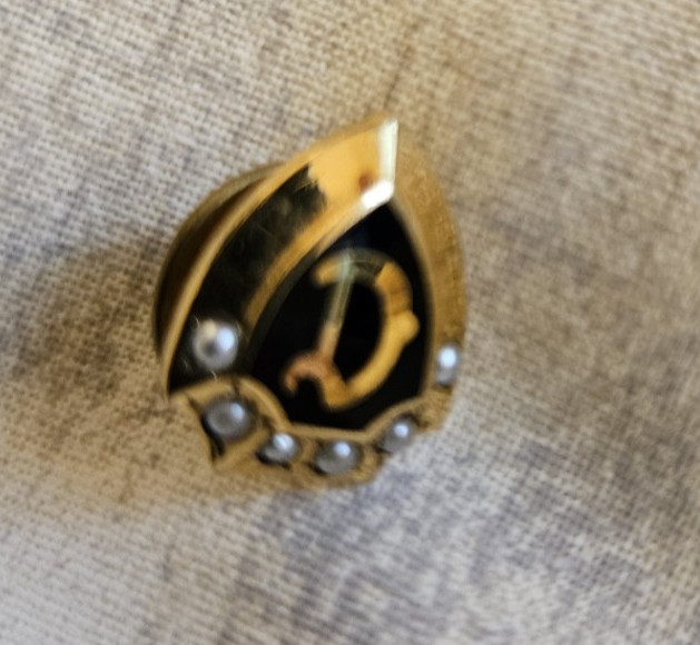 Antique gold tone triangular 1920s Detroit Tigers lapel pin