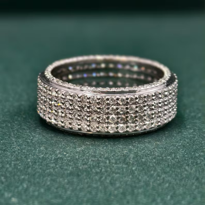 Full Eternity Elegant Men\'s Wedding Band Round Lab Grown Diamond 14K White Gold Full Eternity Elegant Men\'s Wedding Band Round Lab Grown Diamond 14K White Gold