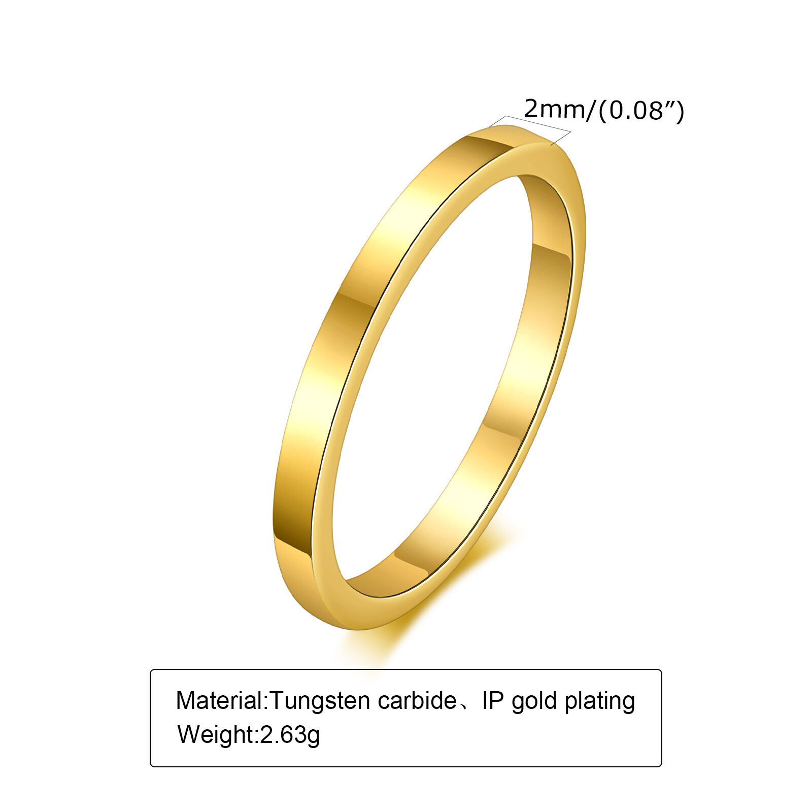 2/4/6/8mm Tungsten Carbide Band Mens Women\'s Gold Plating Wedding Ring Size 5-12