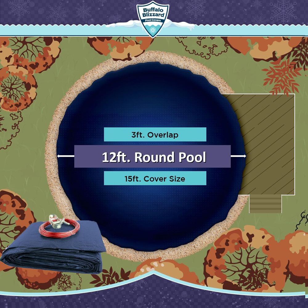Buffalo Blizzard Deluxe Navy Blue Round Swimming Pool Winter Cover - Choose Size