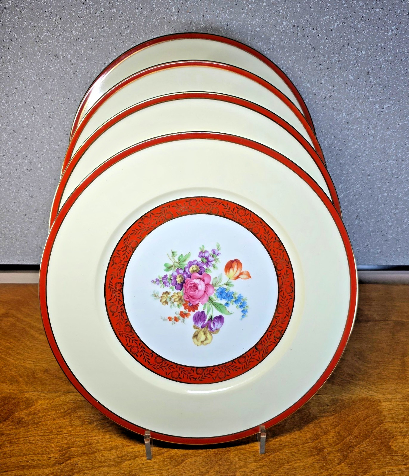 Noritake Old M Mark Dinner Plates Lot of 4 N289 Rust Floral 11