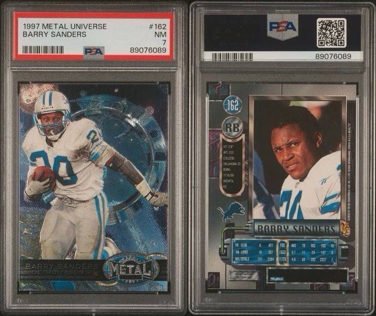 BARRY SANDERS 1997 METAL UNIVERSE #162 Lions STARGATE FOIL PSA 7 📈