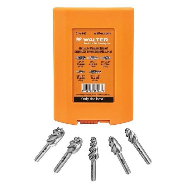 Walter Surface Technologies Carbide Burr 5-Piece Kit Nf 01-V 995 Walter Surface Technologies Carbide Burr 5-Piece Kit Nf 01-V 995