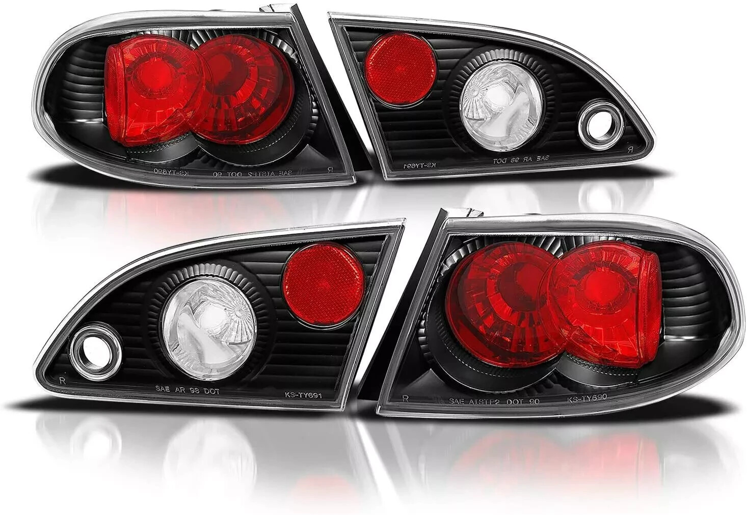 For 1998-2002 Toyota Corolla JDM Tail Light Brake Rear Lamp Black Set Left+Right