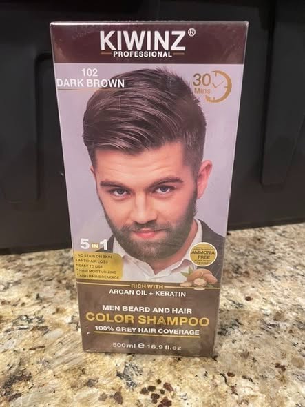 Kiwinz Professional Dark Brown Hair Color Shampoo for Men – 5 in 1 Shampoo