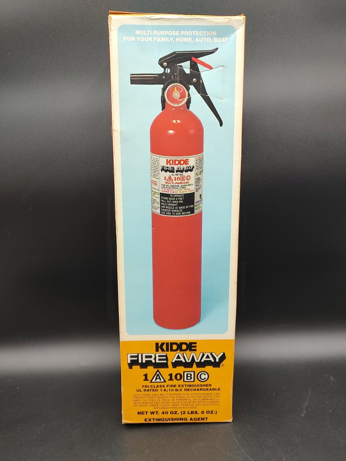 SEALED - VINTAGE KIDDE FIRE AWAY 897202 MULTI-PURPOSE FIRE EXTINGUISHER 1A10BC