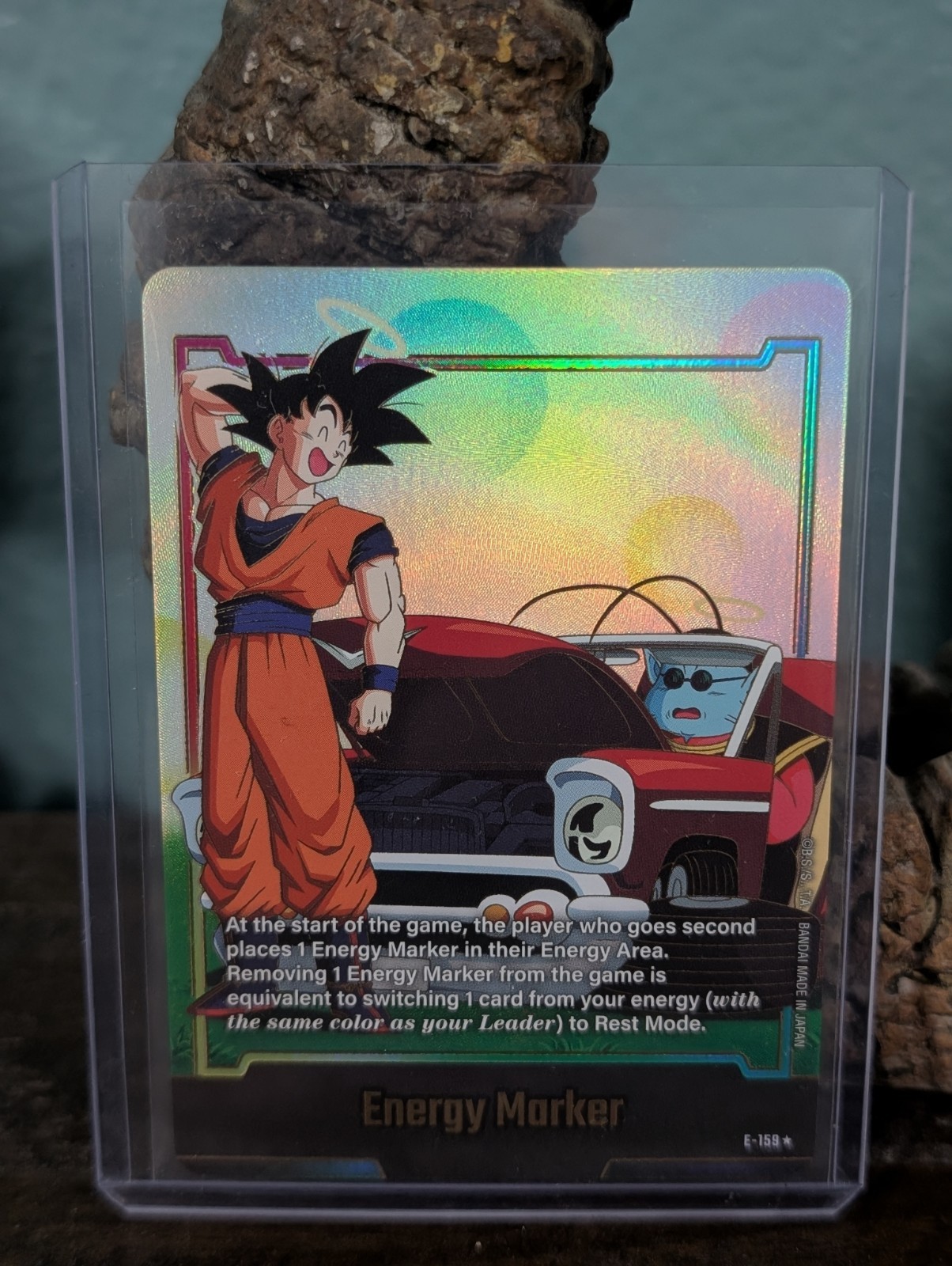 Dragon Ball Story Booster ST01 Gold Energy Marker E-159 Alt Art Goku & King Kai 