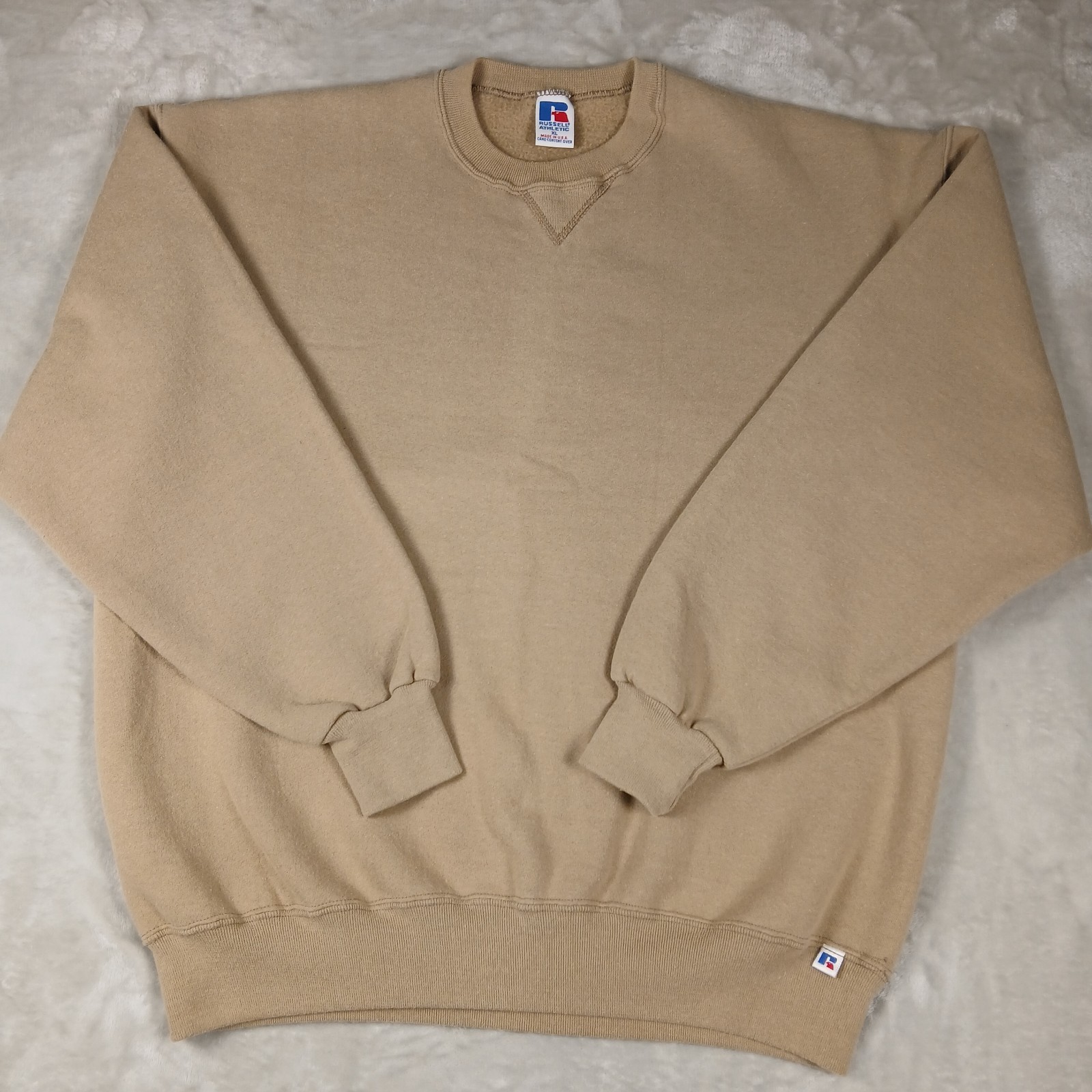 Vintage Russell Athletic Sweatshirt XL Men\'s Crewneck Beige Blank USA