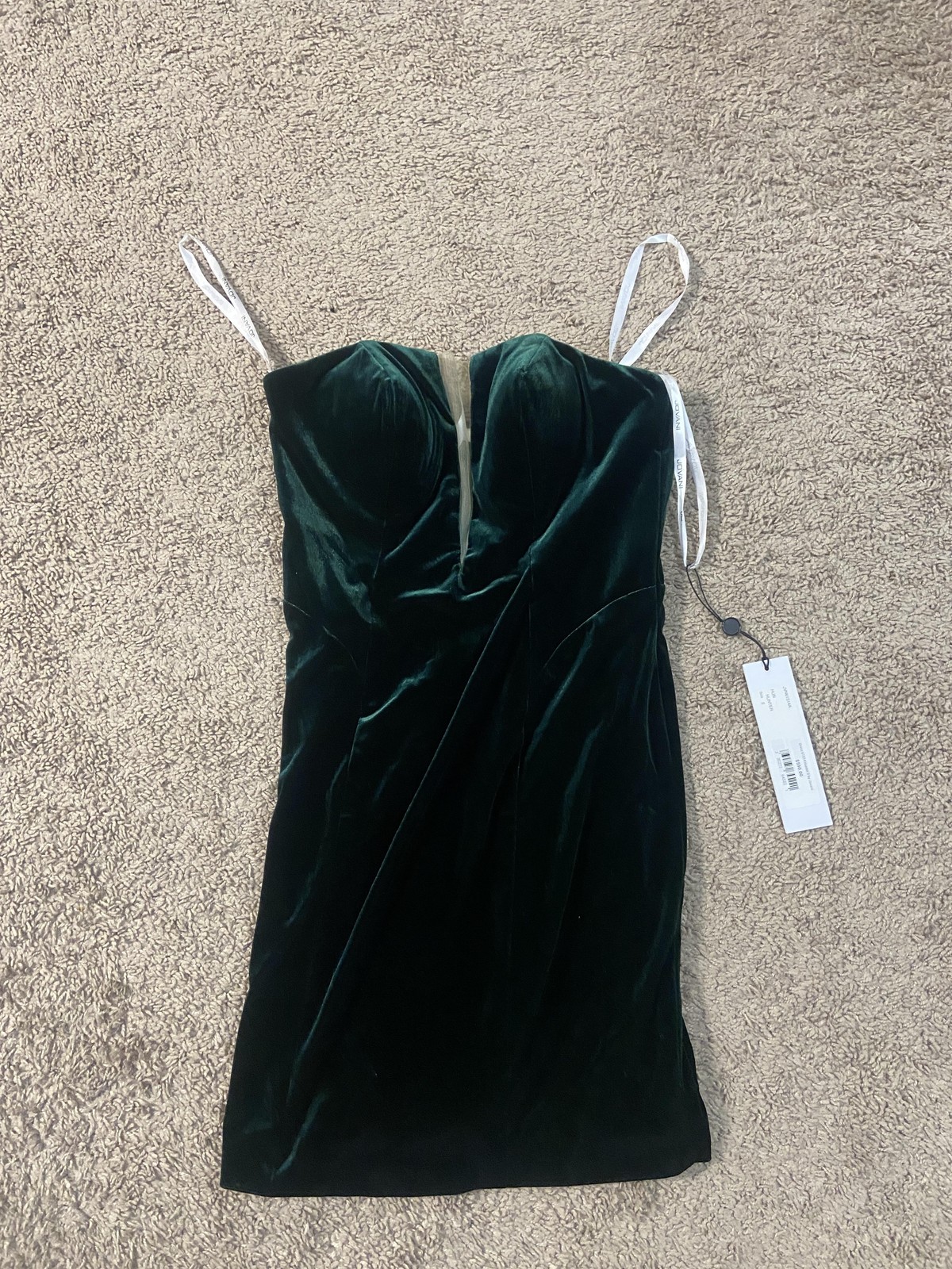 JVN By Jovani Dress Womens 2 Green Velvet Sweetheart Sheath Mini Party