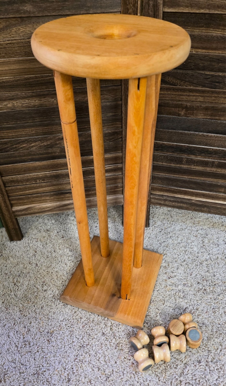 Marudai for Japanese Braiding Kumihimo Solid Wood Stand with 8 Tama