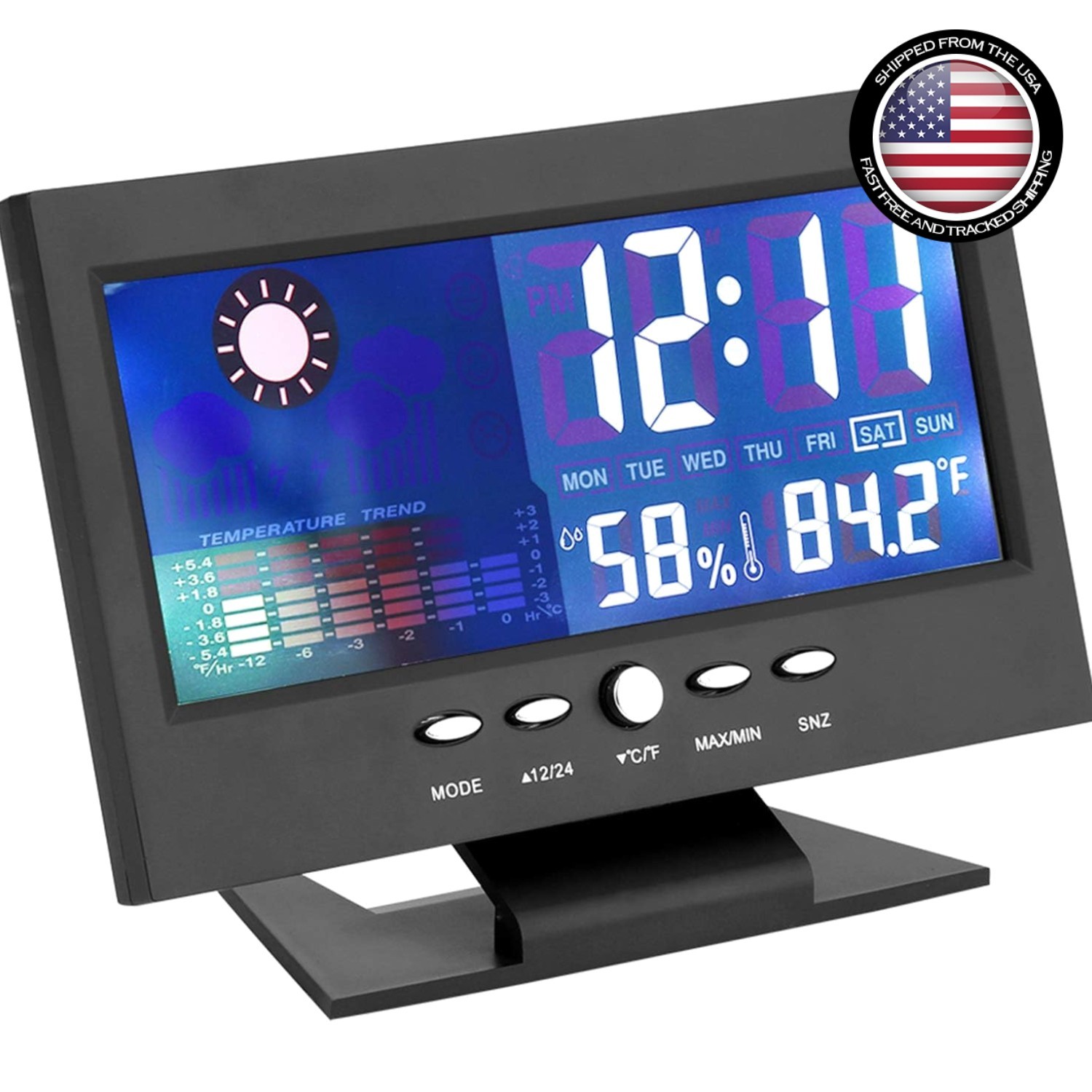 Wireless Indoor & Outdoor Weather Station Clock Calendar Digital LCD Thermometer