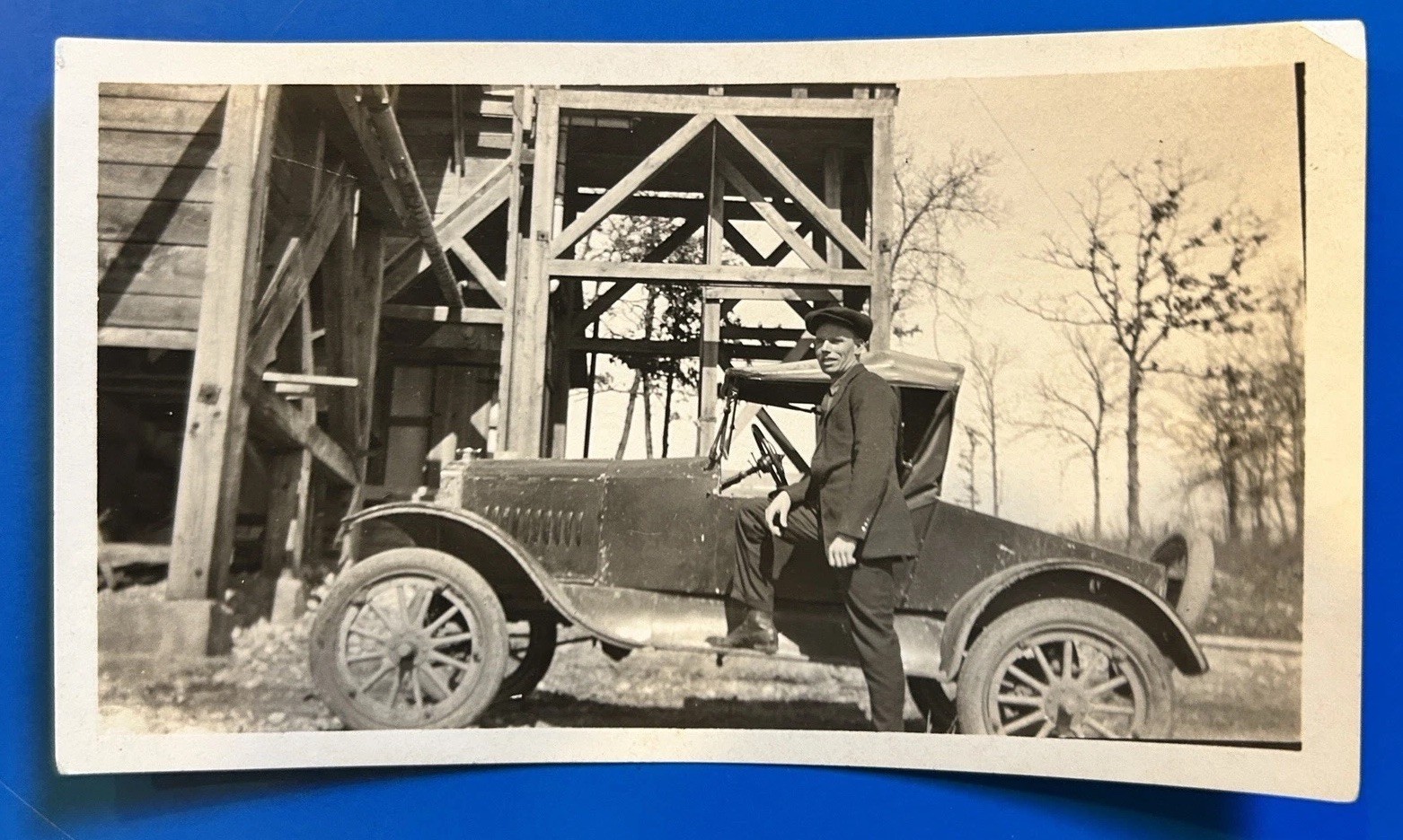 Vintage 1915 Ford Model T Antique Automobile Original Photo Man Car