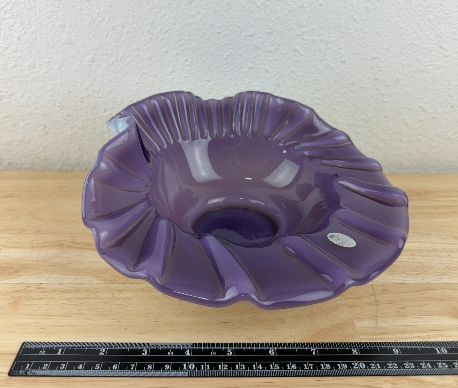 Fenton Ruffled Folded Bowl Purple Opalescent Museum Collection Art Glass 2003 Fenton Ruffled Folded Bowl Purple Opalescent Museum Collection Art Glass 2003