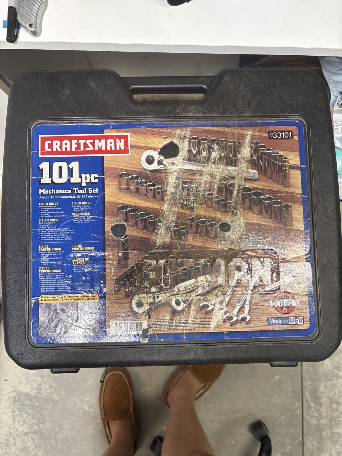 Vtg Craftsman# 33101, 101 Pc. (actual 96) Mechanics Tool Set. MADE IN USA W/case