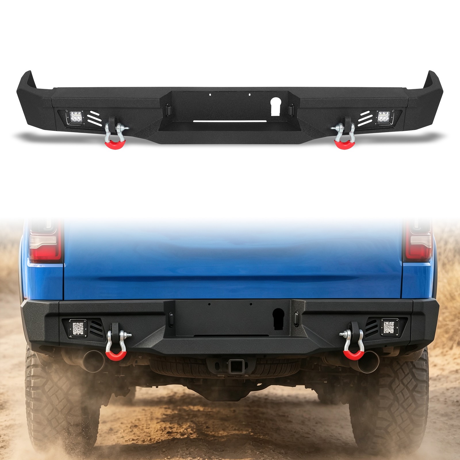 Steel Front/Rear Bumper W/LED Lights D-rings Sensor Holes For 2009-2012 Ram 1500