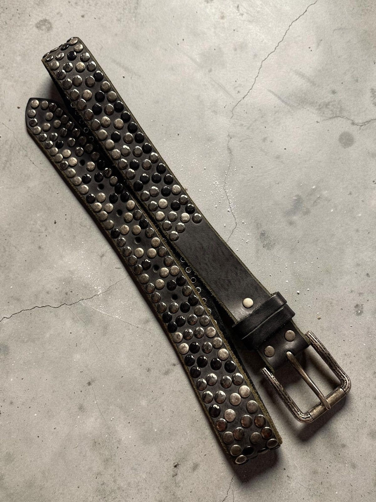 Vintage Y2K LGB IfSixWasNine KMRii Style Leather Studded Belt Gothic Punk Metal