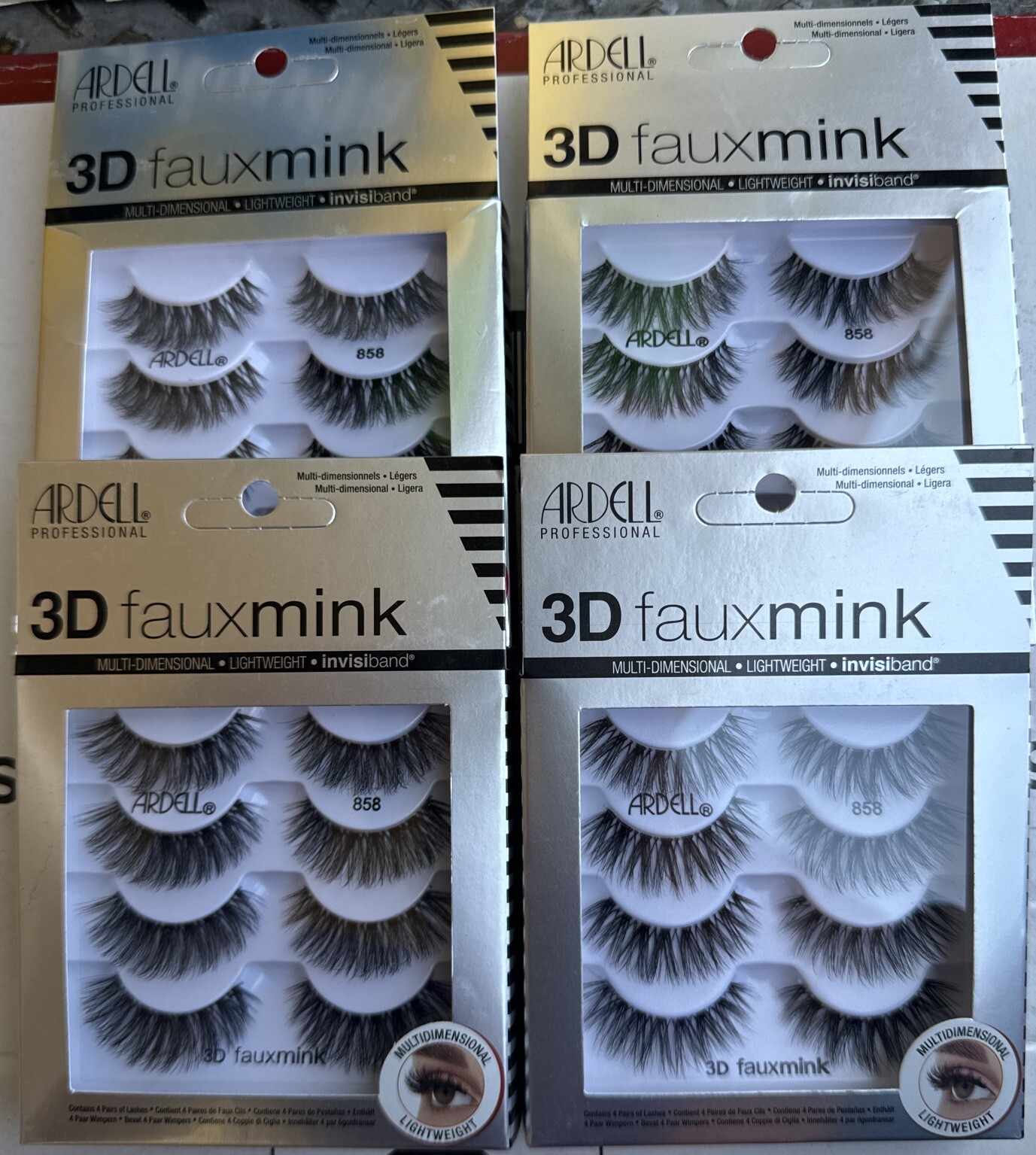 4 Pack Ardell 3D Faux Mink Lashes 858 Total 16 Pairs NEW