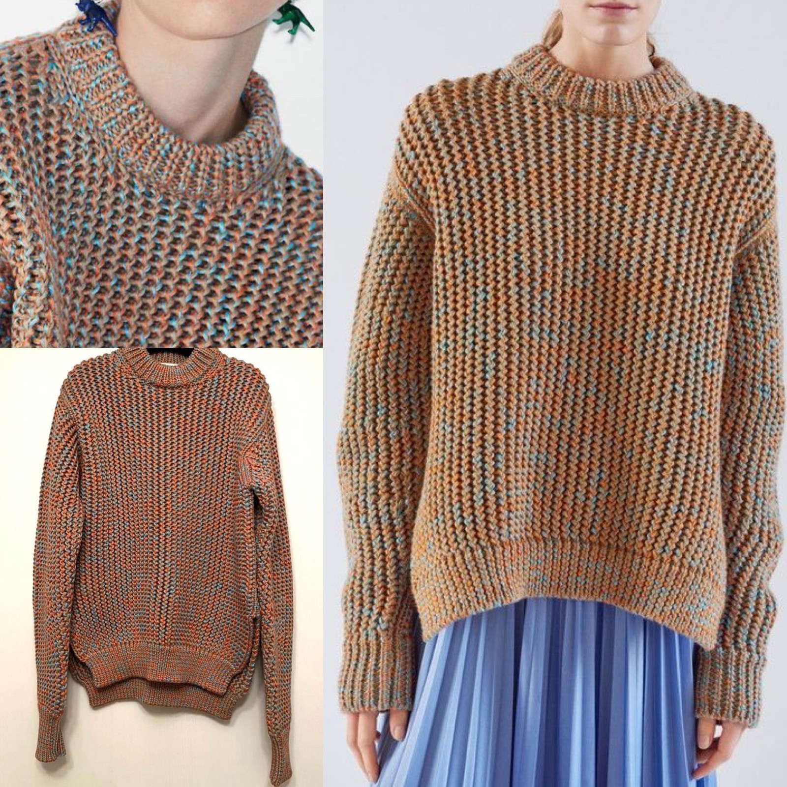 Celine Phoebe Philo Wool Polyester Mix Knit Sweater Multicolor S