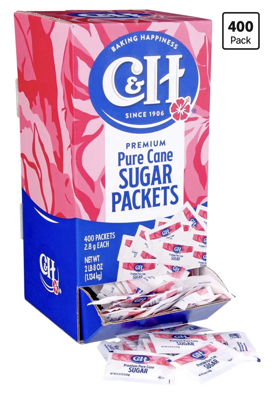 C&H® Premium Pure Cane Sugar Packets, 400 0.1 Ounce (Pack of 400), white C&H® Premium Pure Cane Sugar Packets, 400 0.1 Ounce (Pack of 400), white