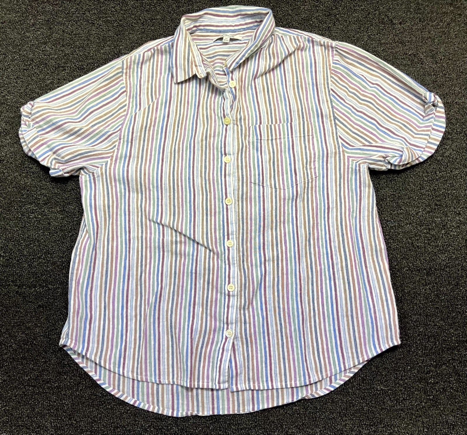 Madewell Shirt Womens XS Multicolor Striped Cotton Back Box Collared Button Up