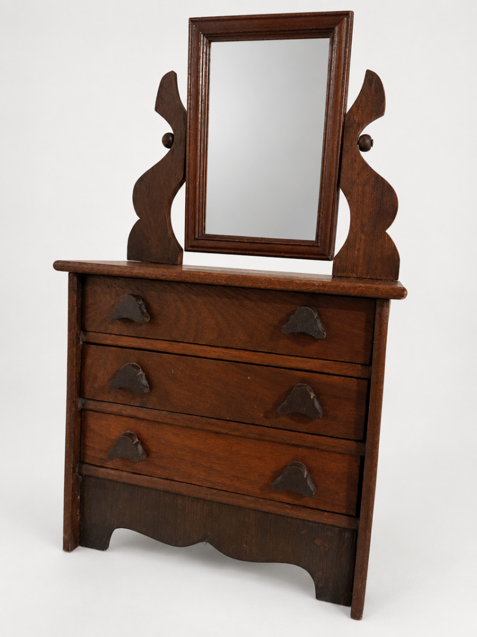 Vintage Wood Dresser Chest of Drawers with Swivel Mirror 3-Drawer Rustic