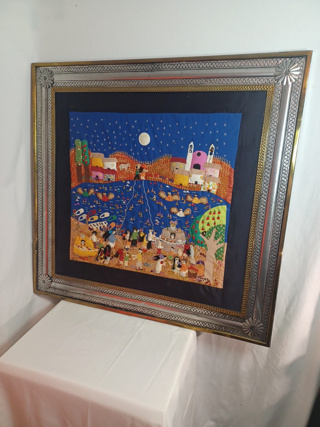 ARPILLERA Peruvian 3D Textile Folk Art Appliqué Wall Embroidery Handmade Vintage ARPILLERA Peruvian 3D Textile Folk Art Appliqué Wall Embroidery Handmade Vintage