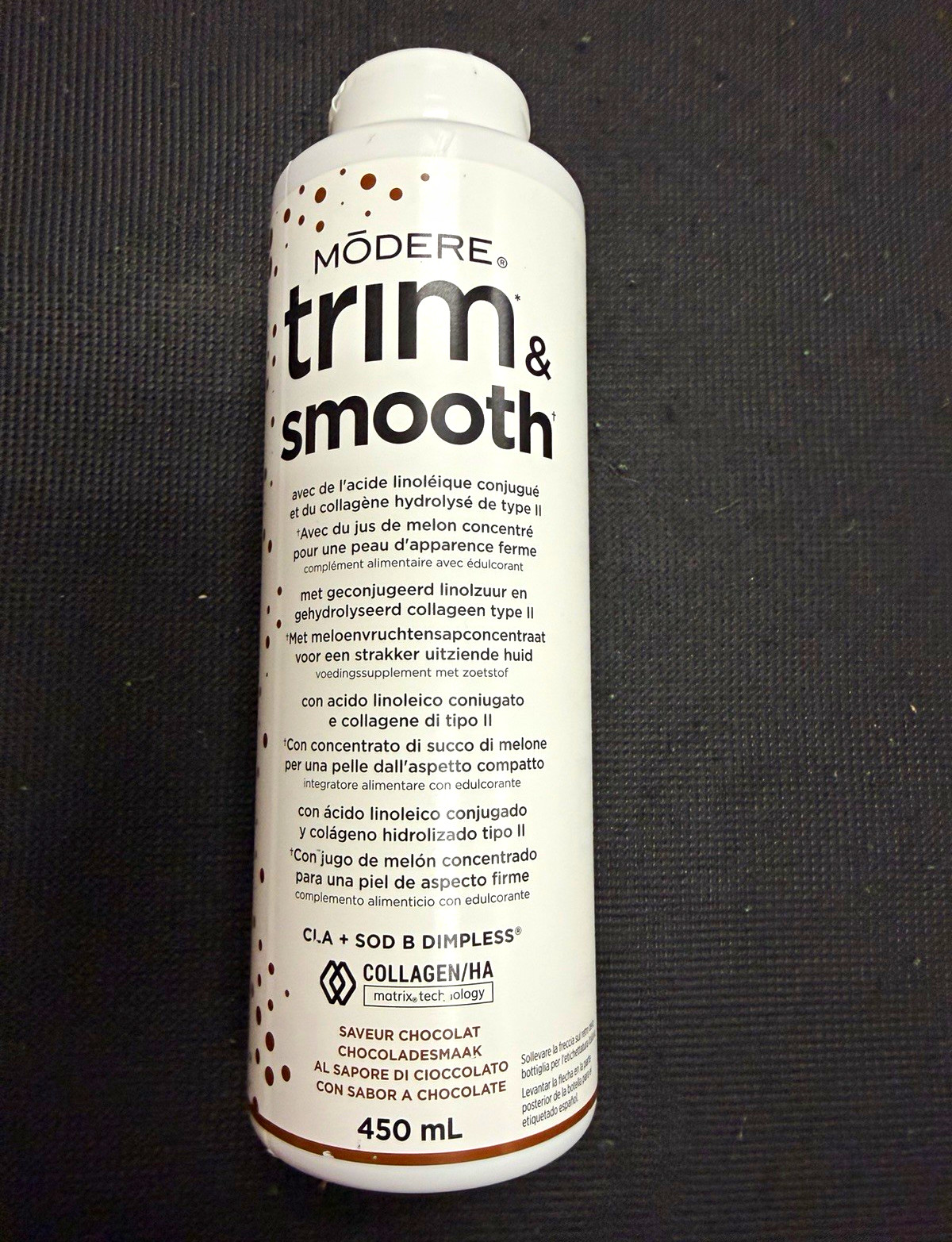 Modere Trim & Smooth Collagen/HA Liquid Supplement, Chocolate, 450 mL