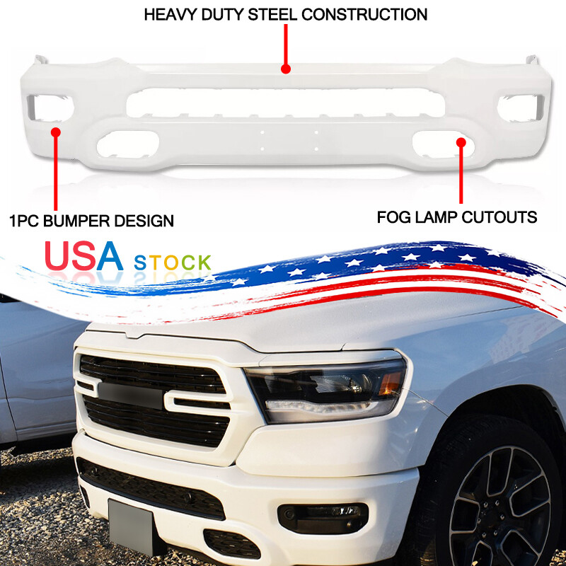 NEW Painted Bright White PW7 Front Bumper Fits RAM 1500 2019-2024 New Body Style
