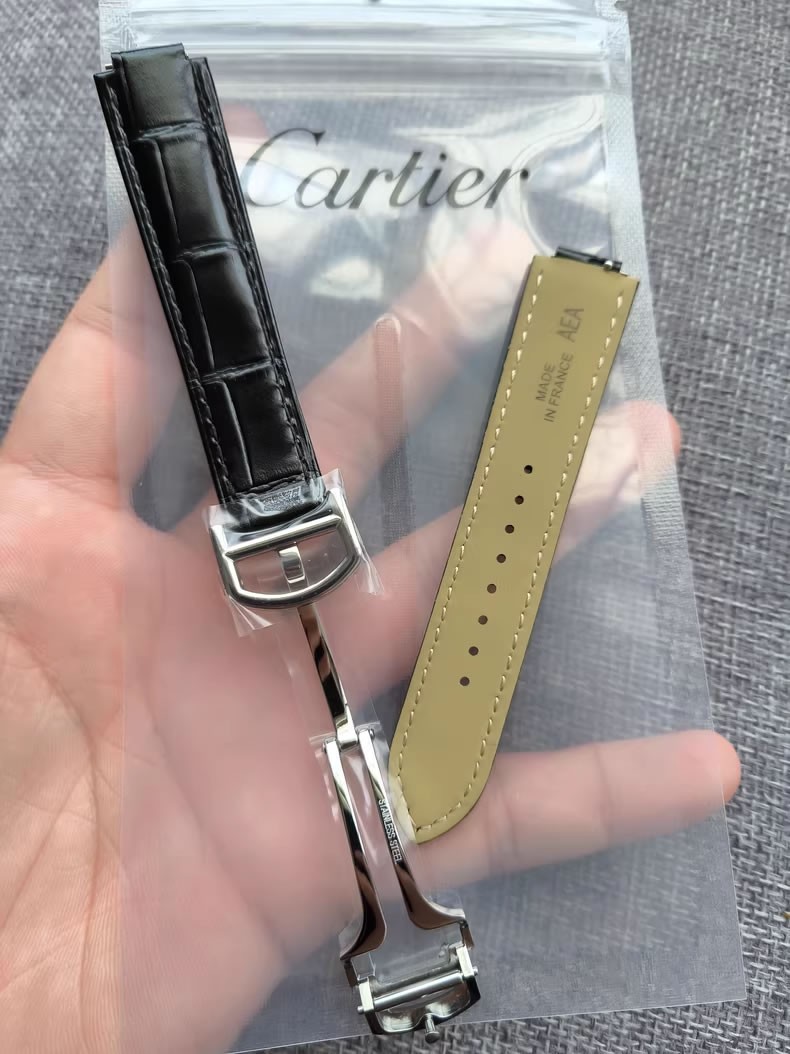 For Cartier Ballon Bleu New Quick-Release Leather Strap, Butterfly Buckle