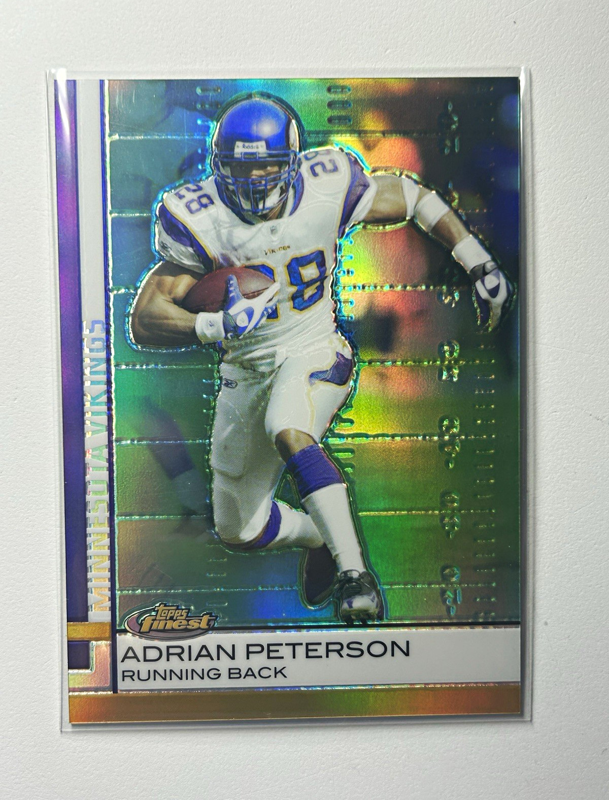 Topps Finest 2009 Adrian Peterson Green Refractor /199 #25 Vikings