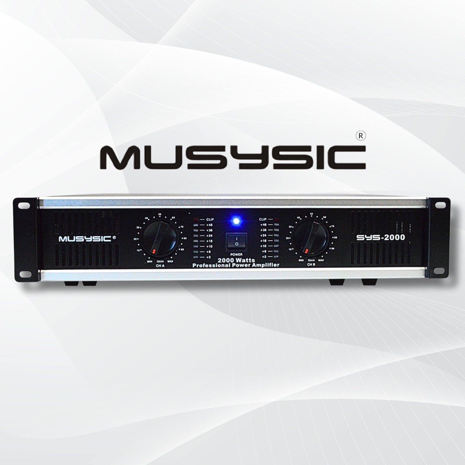MUSYSIC SYS-2000 Professional Power Amplifier 2000W ATR XLR Speakon 2U Rack Amp